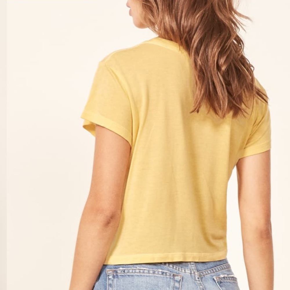 REFORMATION Hanna Yellow Not Your Baby Crop Tee - Picture 5 of 9